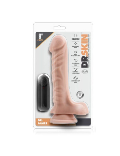 Телесный вибратор-реалистик Dr. James 9 Inch Vibrating Cock - 22,8 см.