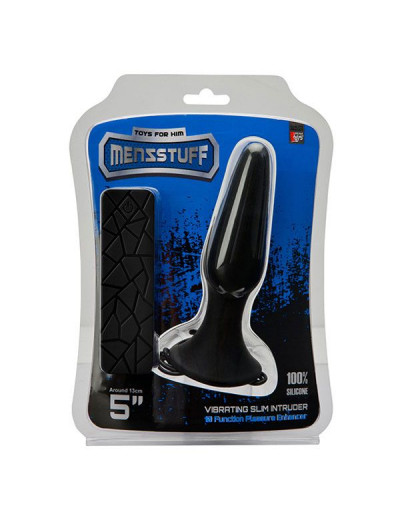 Чёрная вибропробка MENZSTUFF 5INCH SLIM INTRUDER BUTT PLUG - 13 см.