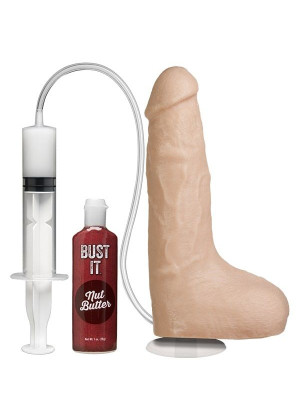 Телесный фаллоимитатор с имитацией семяизвержения Bust It Squirting Realistic Cock - 23,36 см.