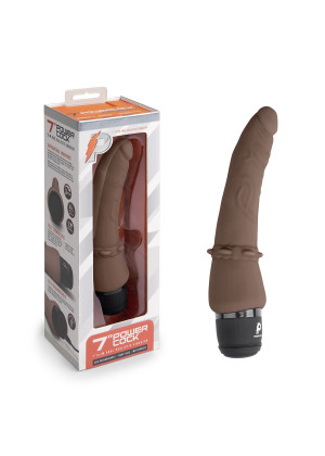 Коричневый анальный вибратор 7  Slim Anal Realistic Vibrator - 20 см.