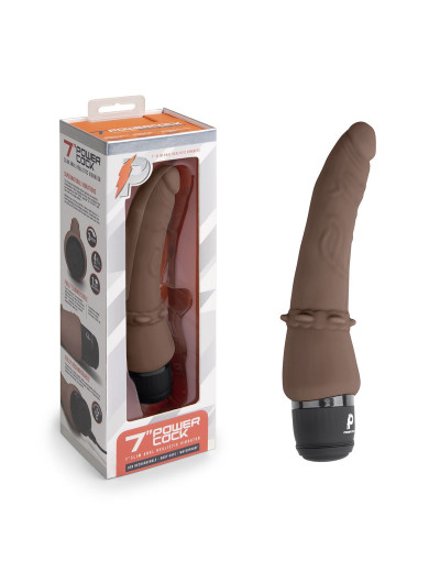 Коричневый анальный вибратор 7  Slim Anal Realistic Vibrator - 20 см.