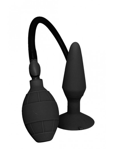 Чёрная анальная пробка с функцией расширения MENZSTUFF SMALL INFLATABLE PLUG- 12,5 см.