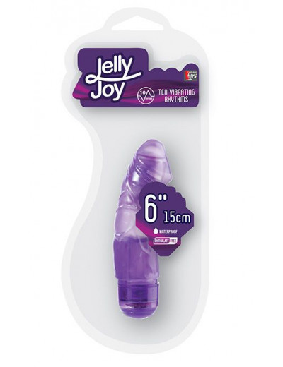 Фиолетовый вибромассажёр JELLY JOY 6INCH 10 RHYTHMS - 15 см.