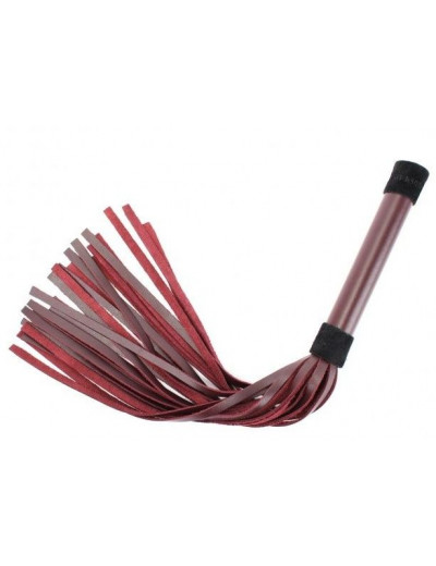 Бордовая плеть Maroon Leather Whip с гладкой ручкой - 45 см.