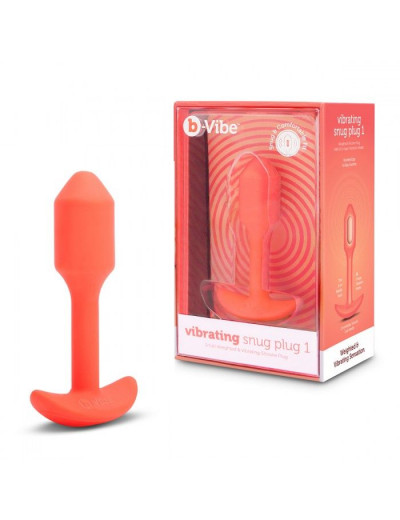 Оранжевая вибропробка для ношения B-vibe Snug Plug 1 - 10 см.