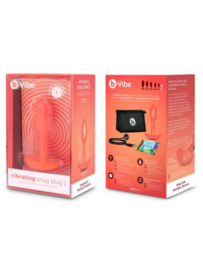 Оранжевая вибропробка для ношения B-vibe Snug Plug 1 - 10 см.