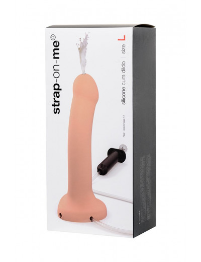 Телесный фаллос с имитацией эякуляции Silicon Cum Dildo L - 19,6 см.