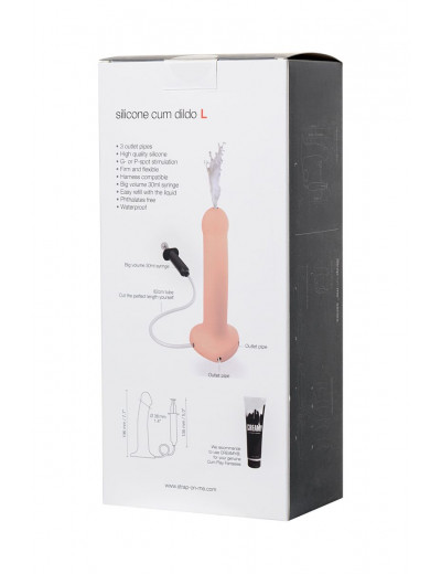 Телесный фаллос с имитацией эякуляции Silicon Cum Dildo L - 19,6 см.