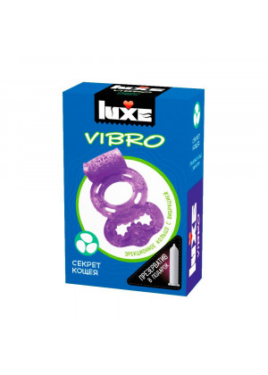 Фиолетовое эрекционное виброкольцо Luxe VIBRO «Секрет Кощея» + презерватив