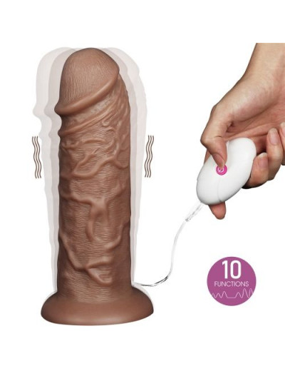 Коричневый вибратор-гигант 10.5 Realistic Chubby Vibrating Dildo - 26,6 см.