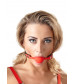 Силиконовый кляп-шар на чёрных ремешках Red Gag silicone