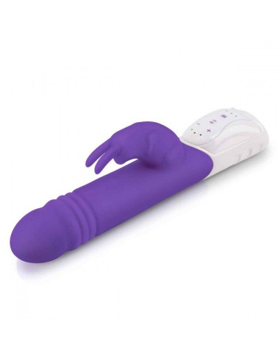 Фиолетовый пульсирующий вибромассажер G-Spot Thrusting Rabbit - 24 см.