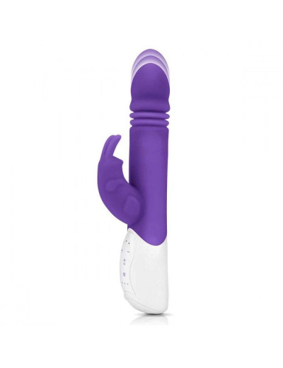 Фиолетовый пульсирующий вибромассажер G-Spot Thrusting Rabbit - 24 см.