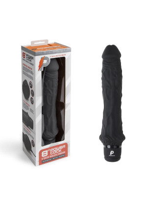 Черный вибратор-реалистик 8  Girthy Realistic Vibrator - 24,5 см.