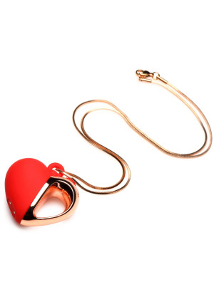 Красное ожерелье с подвеской-вибратором 10X Vibrating Silicone Heart Necklace