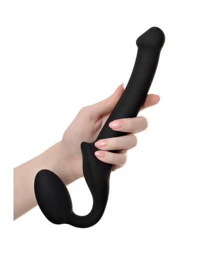 Черный безремневой страпон Silicone Bendable Strap-On - size S