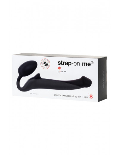 Черный безремневой страпон Silicone Bendable Strap-On - size S