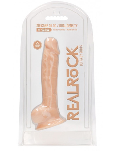 Телесный фаллоимитатор Silicone Dildo With Balls - 22,8 см.