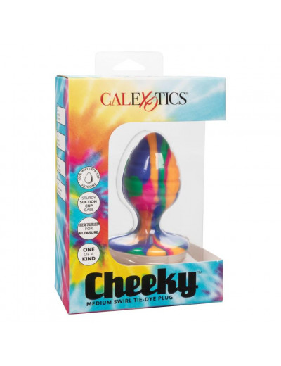 Яркая анальная пробка Cheeky Medium Swirl Tie-Dye Plug - 7,5 см.