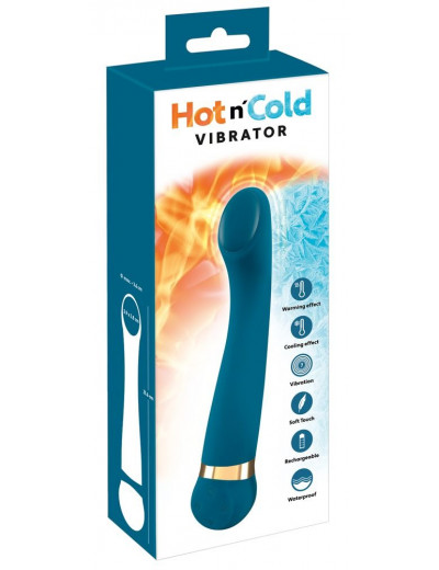 Бирюзовый вибромассажер с температурными режимами Hot n Cold Vibrator - 21,6 см.