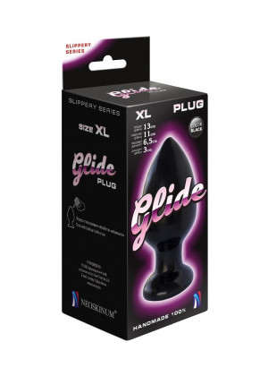 Черный анальный плаг Glide XL - 13 см.