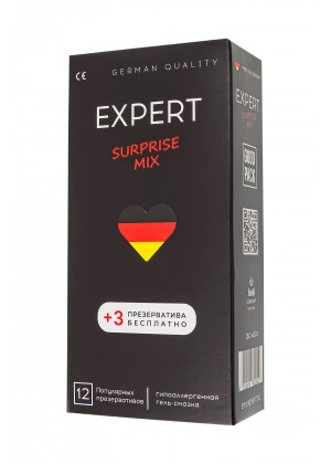 Презервативы EXPERT Surprise Mix - 12 шт.(+3 в подарок)