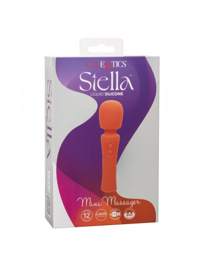 Оранжевый вибромассажер Stella Liquid Silicone Mini Massager - 14,5 см.