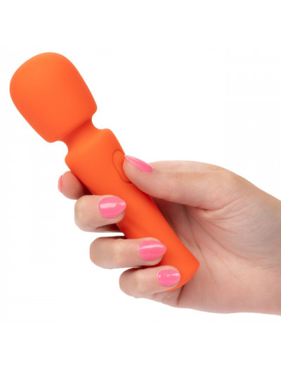 Оранжевый вибромассажер Stella Liquid Silicone Mini Massager - 14,5 см.