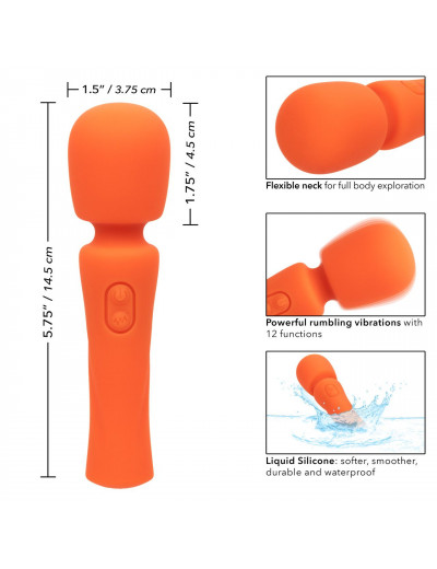 Оранжевый вибромассажер Stella Liquid Silicone Mini Massager - 14,5 см.