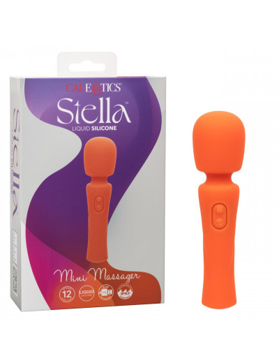 Оранжевый вибромассажер Stella Liquid Silicone Mini Massager - 14,5 см.