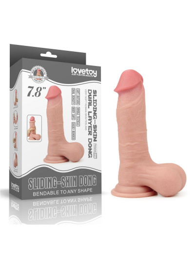 Телесный фаллоимитатор Sliding Skin Dual Layer Dong - 19,5 см.