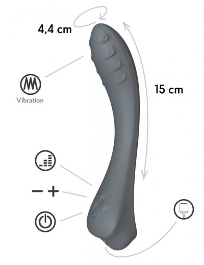 Темно-серый вибратор для G-точки Apus - 19 см.