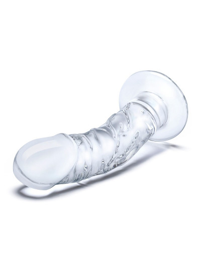 Стеклянный фаллоимитатор из стекла 7’’ Curved Realistic Glass Dildo With Veins - 15,9 см.