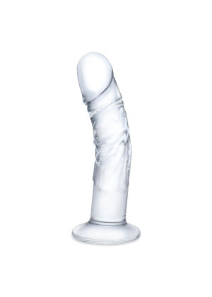 Стеклянный фаллоимитатор из стекла 7’’ Curved Realistic Glass Dildo With Veins - 15,9 см.