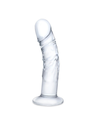 Стеклянный фаллоимитатор из стекла 7’’ Curved Realistic Glass Dildo With Veins - 15,9 см.