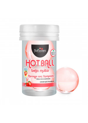 Лубрикант на масляной основе Hot Ball Beija Muito с ароматом клубники и шампанского (2 шарика по 3 гр.)