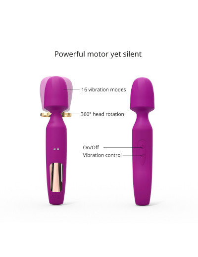 Лиловый вибратор с 2 сменными насадками R-Evolution Wand Vibrator with 2 Attachments