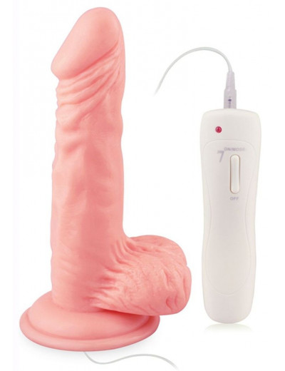 Телесный вибратор 7  Vibrating Dong with Vibrating Balls - 16 см.