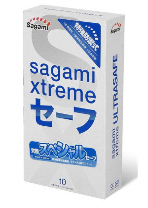 Презервативы Sagami Xtreme Ultrasafe с двойным количеством смазки - 10 шт.