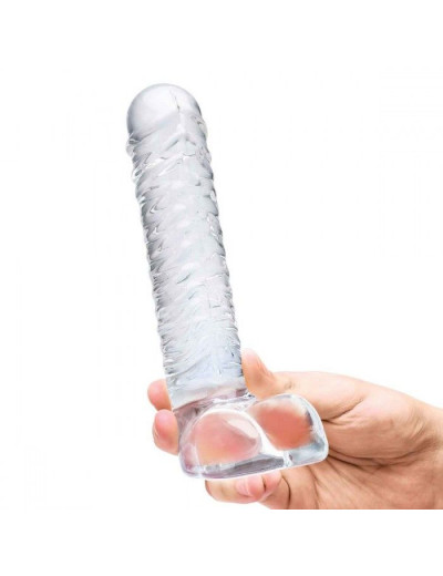 Прозрачный фаллоимитатор 8  Realistic Ribbed Glass Dildo - 20,3 см.