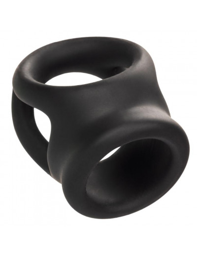 Черное тройное эрекционное кольцо Alpha Liquid Silicone Dual Cage   Ring