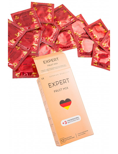 Ароматизированные презервативы EXPERT Fruit Mix - 12 шт.(+3 в подарок)