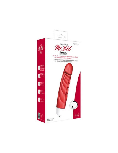 Красный вибратор с рёбрышками Mr. Big Intense - 18,4 см.