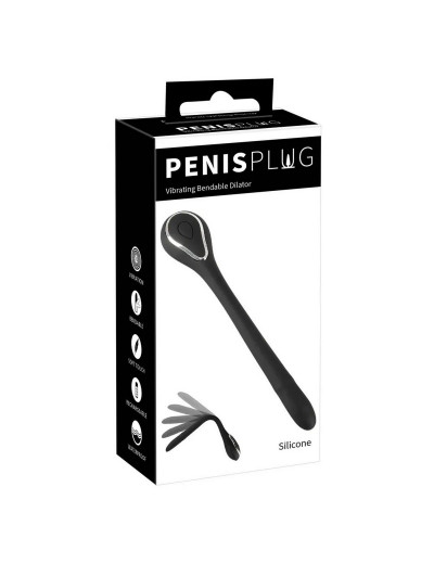 Черный гибкий уретральный стимулятор с вибрацией Vibrating Bendable Dilator - 13,5 см.