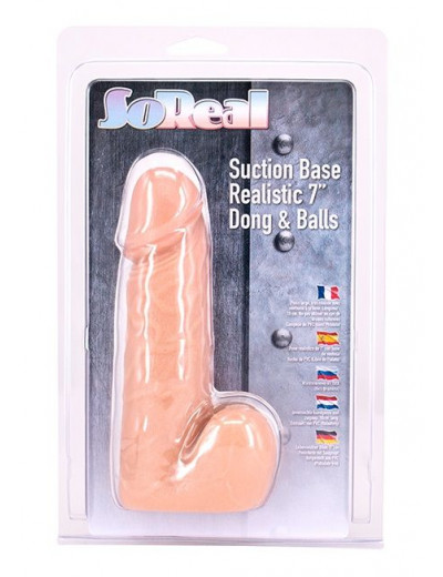 Телесный фаллоимитатор SO REAL REALISTIC 7INCH DONG   BALLS - 18 см.