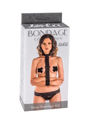 Ошейник с длинной лентой и наручниками Strap Bondage Kit Plus Size