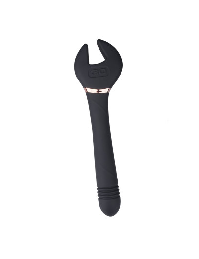 Черный двусторонний вибратор Key Control Massager Wand в форме гаечного ключа