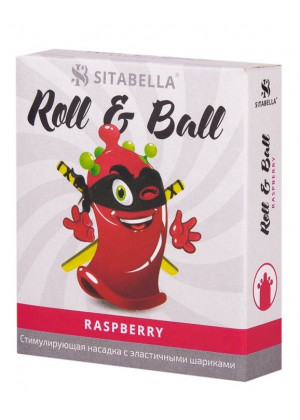 Стимулирующий презерватив-насадка Roll   Ball Raspberry