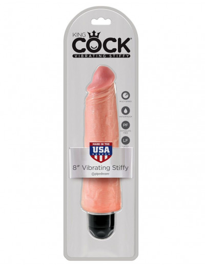 Телесный вибратор-реалистик 8  Vibrating Stiffy - 24,8 см.