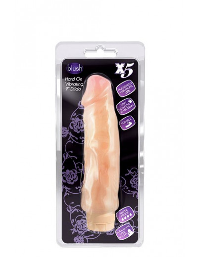 Виброфаллос с ярко выраженным рельефом X5 HARD ON VIBRATING 9INCH DILDO - 22,8 см.